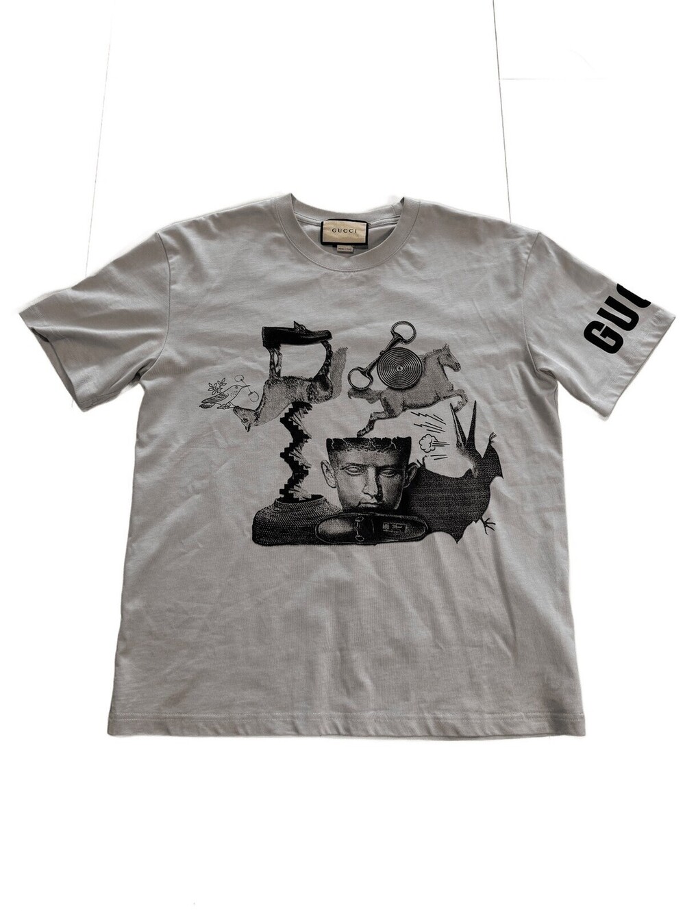 Gucci Horsebit Graphic T-Shirt Grey Mens Size L